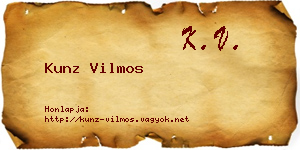 Kunz Vilmos névjegykártya